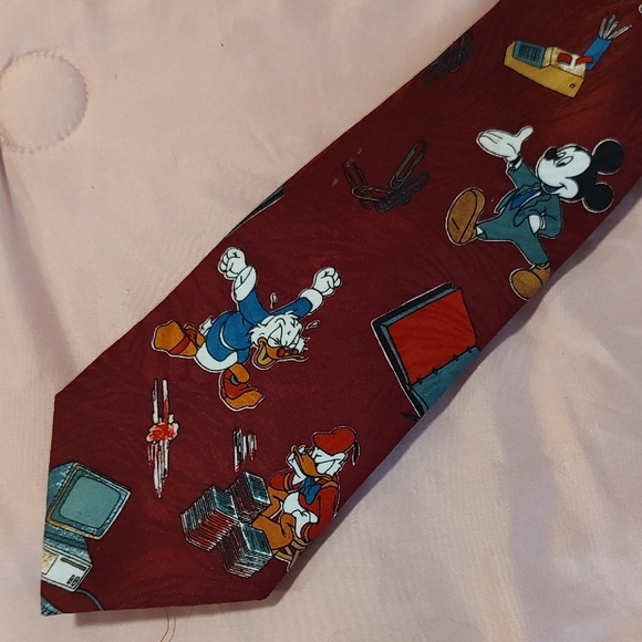 Official MICKEY UNLIMITED Donald Duck Goofy and Mickey Mouse Tie 4" Circa 1990 - Picture 2 of 7